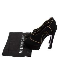 Pre Owned Yves Saint Laurent Black Cut Out Suede Palais Peep Toe Platform Pumps Size 36