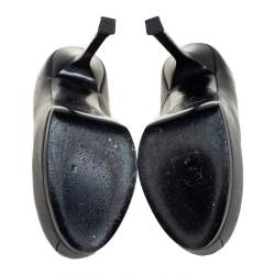 Pre Owned Yves Saint Laurent Black Leather Tribtoo Platform Pumps Size 37