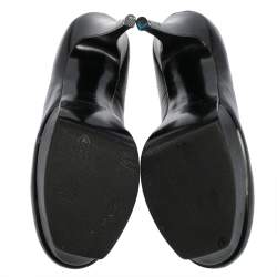 Pre Owned Yves Saint Laurent Black Leather Janis Platform Pumps Size 39.5