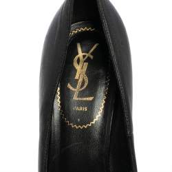 Pre Owned Yves Saint Laurent Black Leather Janis Platform Pumps Size 39.5