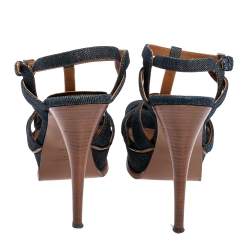 Pre Owned Yves Saint Laurent Blue Denim Tribute Platform Sandals 38.5