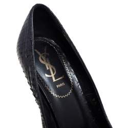 Pre Owned Yves Saint Laurent Black Snakeskin Palais Platform Peep Toe Pumps Size 39