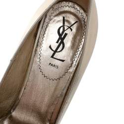 Pre Owned Yves Saint Laurent Gold Leather Tribtoo Platform Pumps Size 38.5