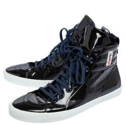 Yves Saint Laurent Black Patent Leather High Top Sneakers Size 41