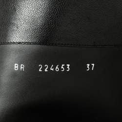 Pre Owned حذاء بوت أيف سان لوران سويدي أسود وجلد نعل سميك بطول الركبة مقاس 37