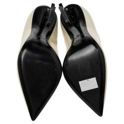 Pre Owned Yves Saint Laurent Cream Patent Leather Pointed Toe Opyum Pumps  Size 36