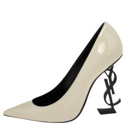 Pre Owned Yves Saint Laurent Cream Patent Leather Pointed Toe Opyum Pumps  Size 36