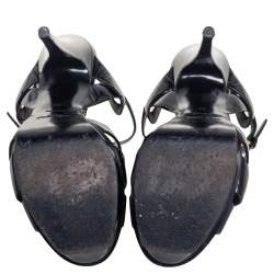 Pre Owned Saint Laurent Black Patent Leather Tribute Sandals Size 37