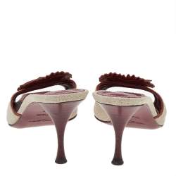 Pre Owned Yves Saint Laurent Canvas And Leather Heart Open Toe Sandals Size 38