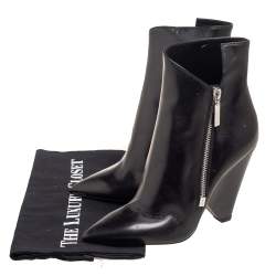 Pre Owned Yves Saint Laurent Black Leather Side Zip Ankle Boots Size 37