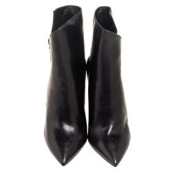 Pre Owned Yves Saint Laurent Black Leather Side Zip Ankle Boots Size 37