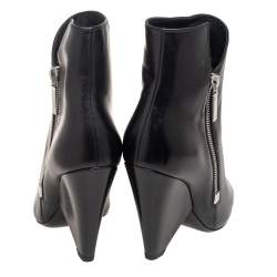 Pre Owned Yves Saint Laurent Black Leather Side Zip Ankle Boots Size 37