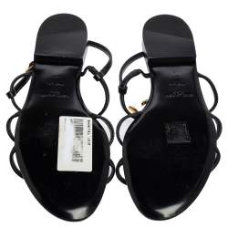 Pre Owned Yves Saint Laurent Cassandra Black Leather  Logo Slingback Sandals Size 37