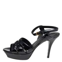 Louis Vuitton Black Patent Leather Strappy Platform Sandals Size 39 -  ShopStyle