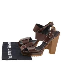 Yves Saint Laurent Brown Leather Ankle Strap Sandals Size 37