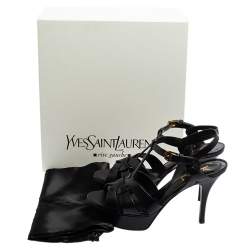 Pre Owned Saint Laurent Black leather Tribute Platform Sandals Size 36   