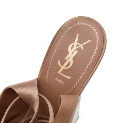 Pre Owned Yves Saint Laurent Gold/Brown Satin Platform Sandals Size 40