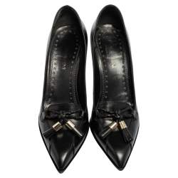 Pre Owned Yves Saint Laurent Black Leather Loafer Pumps Size 37