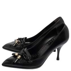 Pre Owned Yves Saint Laurent Black Leather Loafer Pumps Size 37