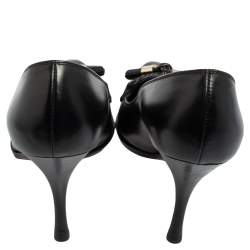 Pre Owned Yves Saint Laurent Black Leather Loafer Pumps Size 37