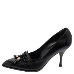 Pre Owned Yves Saint Laurent Black Leather Loafer Pumps Size 37