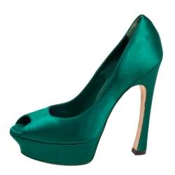 Pre Owned حذاء كعب عالى إيف مقدمة مفتوحة نعل سميك بلايس سويدى أزرق نهرى مقاس 39.5