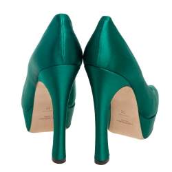 Pre Owned حذاء كعب عالى إيف مقدمة مفتوحة نعل سميك بلايس سويدى أزرق نهرى مقاس 39.5