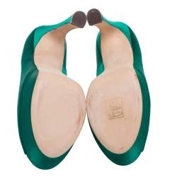 Pre Owned حذاء كعب عالى إيف مقدمة مفتوحة نعل سميك بلايس سويدى أزرق نهرى مقاس 39.5