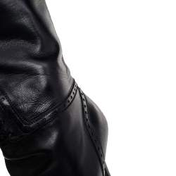 مملوكة مسبقًا Yves Saint Laurent Black Leather Tribtoo Platform Knee Length Boots Size 41.5