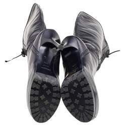 مملوكة مسبقًا Yves Saint Laurent Black Leather Tribtoo Platform Knee Length Boots Size 41.5