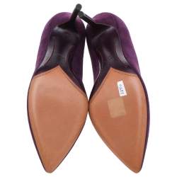Pre Owned Yves Saint Laurent Purple Suede Pointed Toe Pumps Size 37