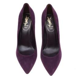 Pre Owned Yves Saint Laurent Purple Suede Pointed Toe Pumps Size 37