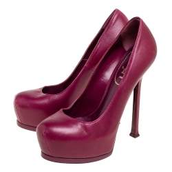 Saint Laurent Plum Leather Tribtoo Pumps Size 35.5