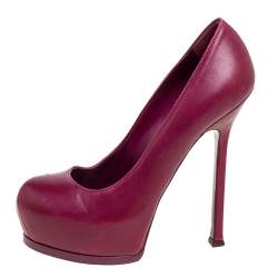 Saint Laurent Plum Leather Tribtoo Pumps Size 35.5