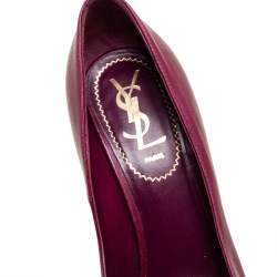 Saint Laurent Plum Leather Tribtoo Pumps Size 35.5