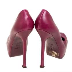 Saint Laurent Plum Leather Tribtoo Pumps Size 35.5