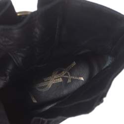 Saint Laurent Black Suede Buckle Platform Ankle Boots Size 41
