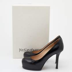 Yves Saint Laurent Black Leather Tribtoo Platform Pumps Size 36