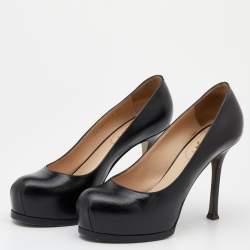Yves Saint Laurent Black Leather Tribtoo Platform Pumps Size 36