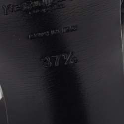 Pre Owned صندل إيف سان لوران تريبوت جلد أسود لامع بحزام للكاحل نعل سميك مقاس 37.5