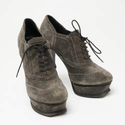  Yves Saint Laurent Grey Suede Janis Booties Size 39.5