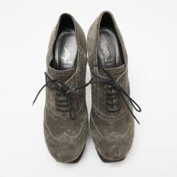  Yves Saint Laurent Grey Suede Janis Booties Size 39.5