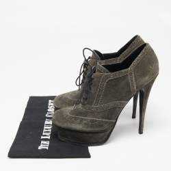  Yves Saint Laurent Grey Suede Janis Booties Size 39.5