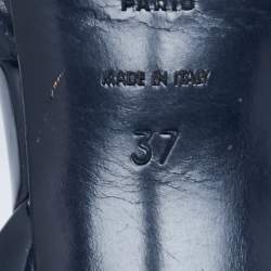 Pre Owned Yves Saint Laurent  Navy Blue Patent Tribute Platform Sandals Size 37