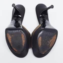 Yves Saint Laurent Black/Green Satin Platform Slide Sandals Size 40