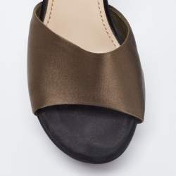 Yves Saint Laurent Black/Green Satin Platform Slide Sandals Size 40