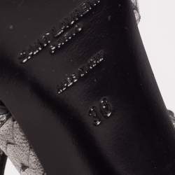 Pre Owned Yves Saint Laurent Silver Python Embossed Tribute Platform Sandals Size 36