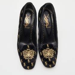 مملوكة مسبقًا Yves Saint Laurent Black Embroidered Velvet Pumps Size 39