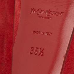 Pre Owned Yves Saint Laurent Red Suede Tribtoo Platform Pumps Size 35.5