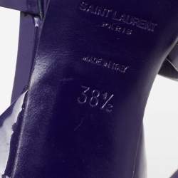 Pre Owned Yves Saint Laurent Blue Patent Tribute Platform Sandals Size 38.5